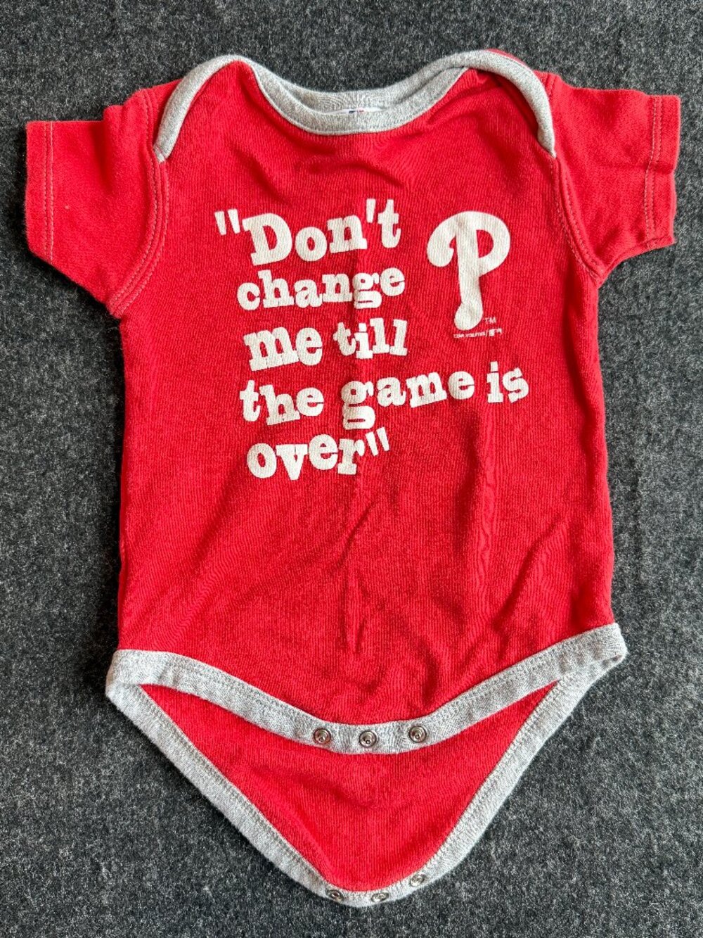 Phillies Baby 6-9M MLB Don’t Change Me Game Over Bodysuit